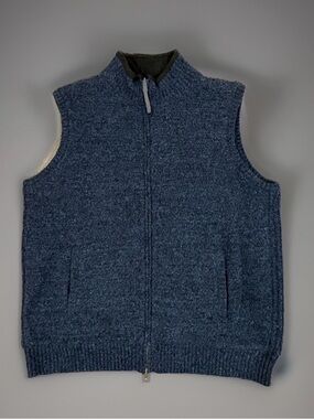 Pendleton Reversible Wool & Fleece Vest Mens XXL Blue Full Zip Shetland Sweater